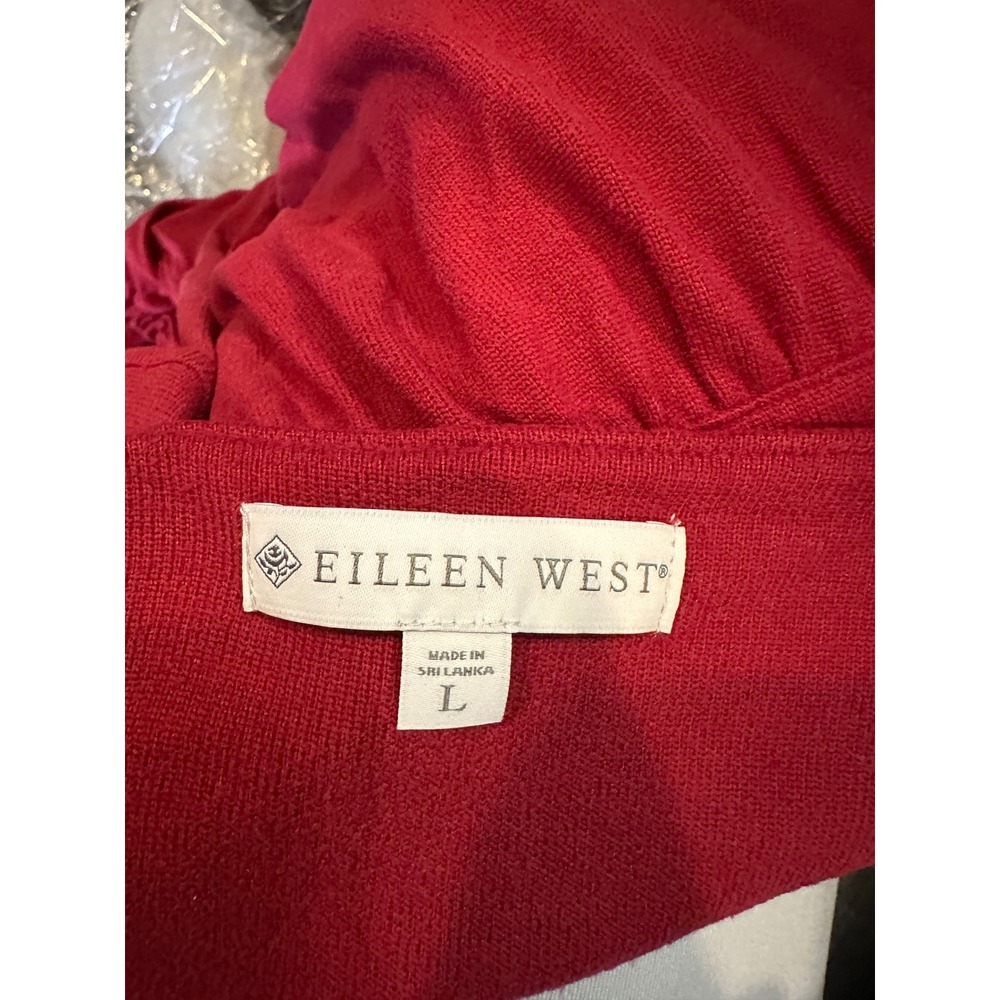 Eileen West Lace Trim Long Sleeve Nightgown Wine Red Ballet Length - Picture 4 of 5